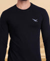 HiFlyers Men Round Neck Full Sleeve Solid Black Tshirts