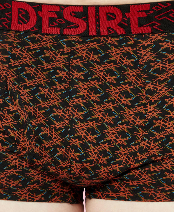 T.T. Mens Desire 100% Combed Cotton Printed Mini Top Elastic Trunk Pack Of 1 Orange