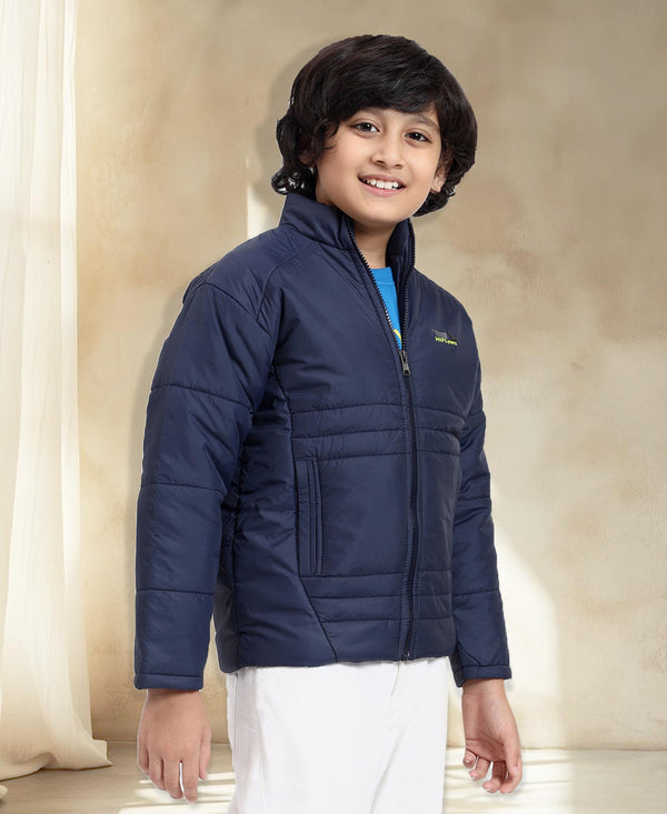 HiFlyers Boys Regular Fit | Polyster |Fluffy Full Sleeves |Quilted Insulation|High Neck Stand Collar|Zipper Jacket -Blue