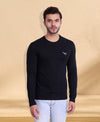 HiFlyers Men Round Neck Full Sleeve Solid Black Tshirts