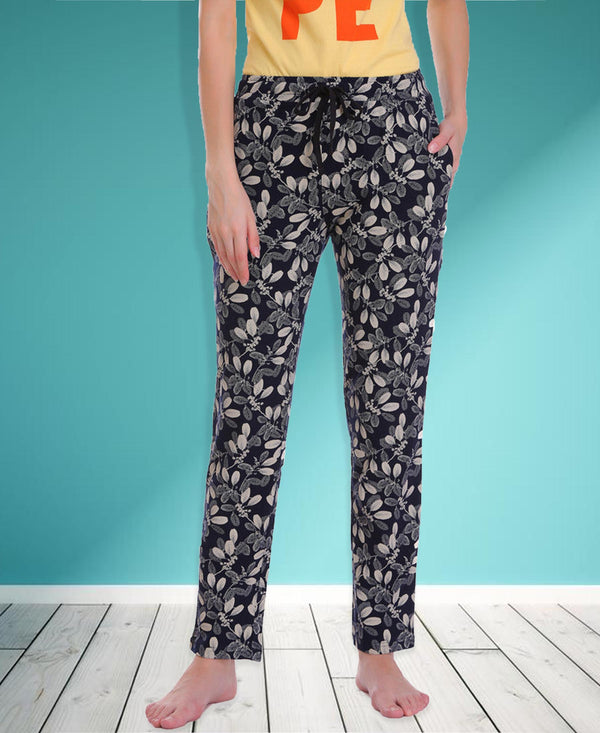 HiFlyers Women Comfort FitPrinted Cotton Pyjama Black