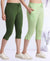 T.T. Women Regular Fit Poly Jersey Solid Capri Pack Of 2-Olive-Green