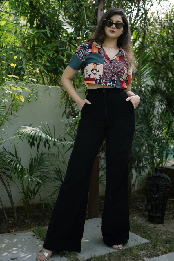 Garden Party Printed Crop Shirt (Top Only)