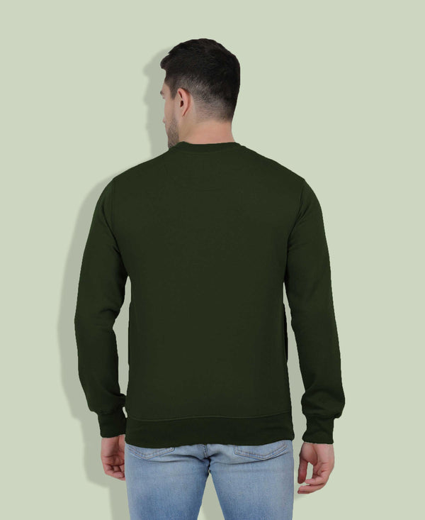 Hiflyers Men|Regular Fit|Chest Printed Cotton Fleece|Soft Stylish Casual Winter Wear Sweatshirt|Olive-P13