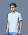 T.T. Men’S Organic Cotton T-Shirt|Melange Slim Fit Tees For Men | Round Neck|Regular Fit|Anti-Bacterial & Lightweight | Ideal For Gym/Sports Activities|Blue
