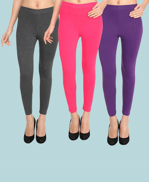 HiFlyers Women Ankle Length Leggings Pack Of 3