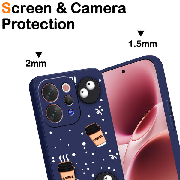 Mobielectro Cute Fun Cartoon 3DBear Coffee Case for Vivo V70 Elite - Blue