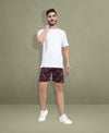T.T. Men Regular Fit Cotton Polyster Printed Short With Zip Pocket Pack Of 1-Maroon