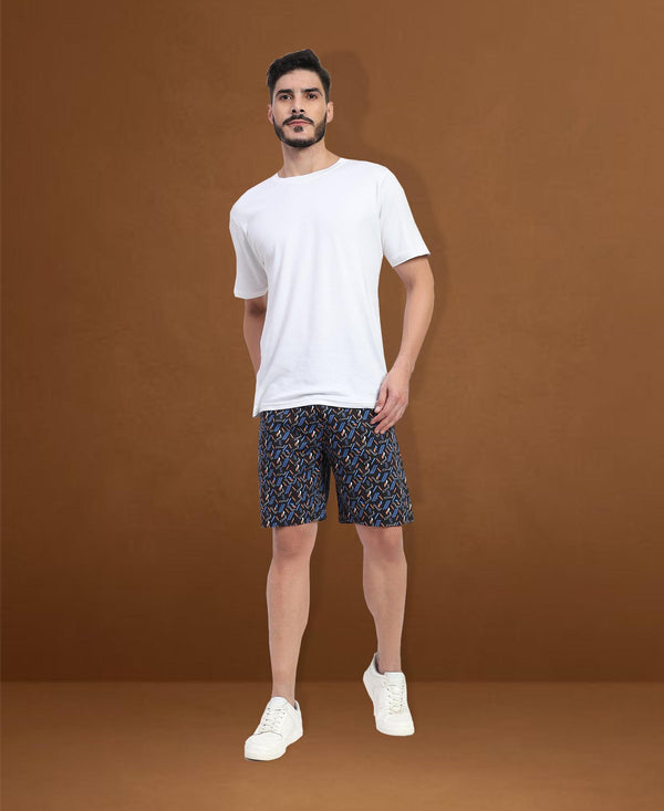 T.T. Men Regular Fit Cotton Polyster Printed Short With Zip Pocket Pack Of 1-Brown