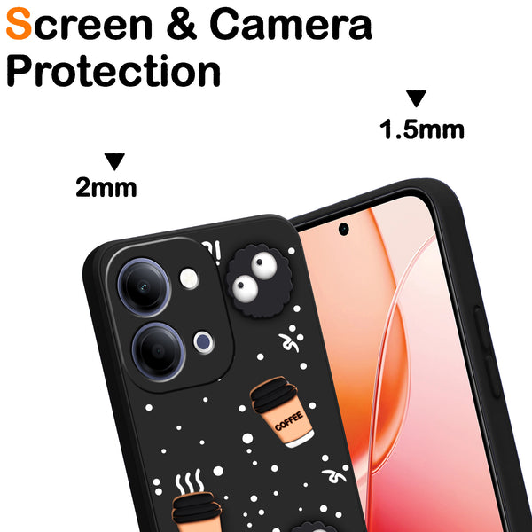 Mobielectro Cute Fun Cartoon 3DBear Coffee Case for Vivo Y51 Pro 5G - Black