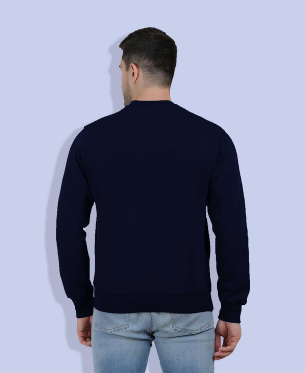 Hiflyers Men|Regular Fit|Chest Printed Cotton Fleece|Soft Stylish Casual Winter Wear Sweatshirt|Navy-P12