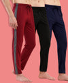 T.T. Men Regular Fit Poly Jersey Cut And Sew Trackpant Pack Of 3-Black-Maroon-Navy