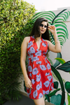 Red floral dress