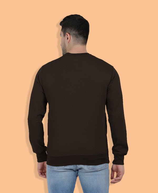 Hiflyers Men|Regular Fit|Chest Printed Cotton Fleece|Soft Stylish Casual Winter Wear Sweatshirt|Coffee-P7