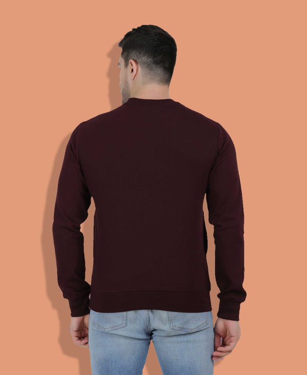 Hiflyers Men|Regular Fit|Chest Printed Cotton Fleece|Soft Stylish Casual Winter Wear Sweatshirt|Wine-P19