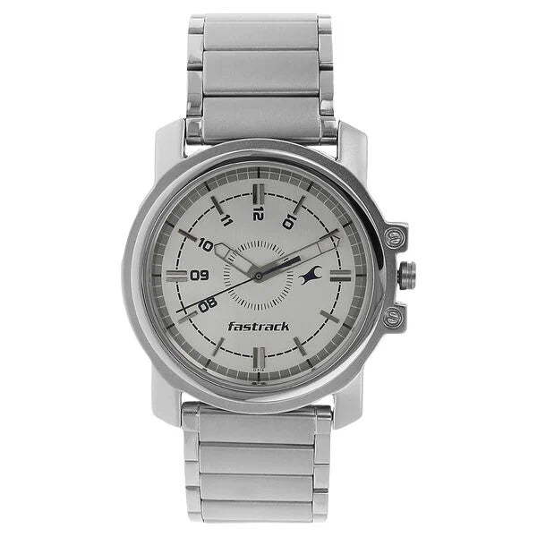 Quartz Analog Silver Dial Silver Stainless Steel Strap Watch for Men