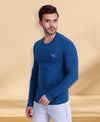 HiFlyers Men Round Neck Full Sleeve Solid Blue Tshirts