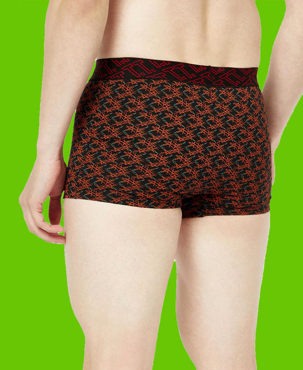 T.T. Mens Desire 100% Combed Cotton Printed Mini Top Elastic Trunk Pack Of 3 Grey-Navy-Orange
