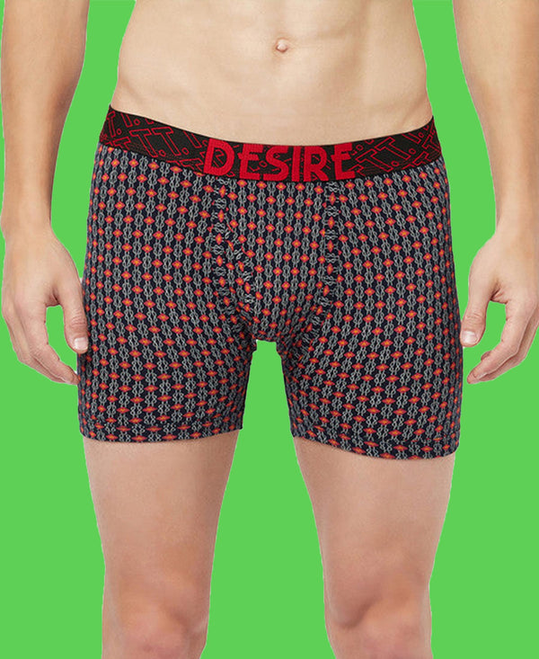 T.T. Mens Desire Printed Long Top Elastic Trunk Pack Of 1 Maroon