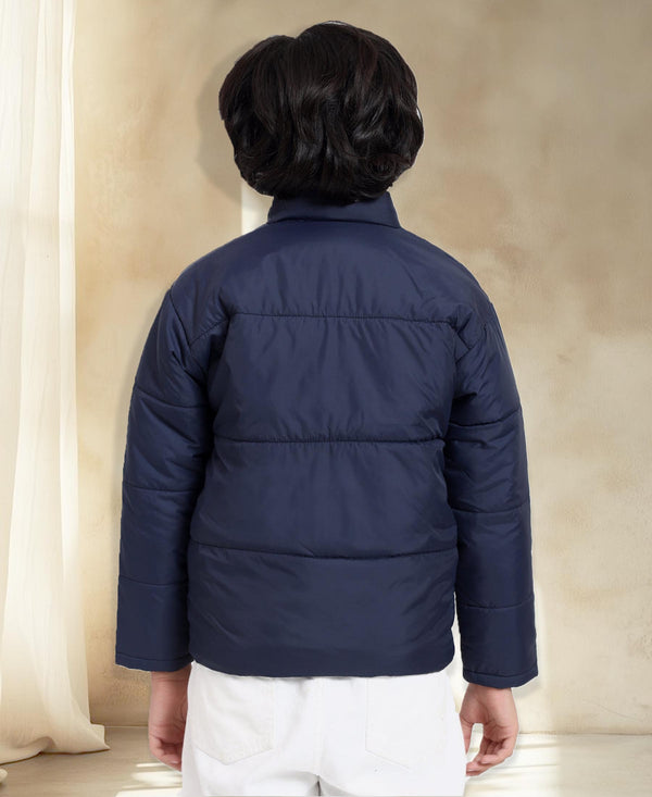 HiFlyers Boys Regular Fit | Polyster |Fluffy Full Sleeves |Quilted Insulation|High Neck Stand Collar|Zipper Jacket -Blue
