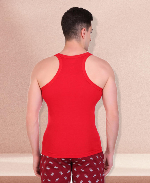 T.T. Men DesignerGym Vest Pack Of 3 Red-Black -Grey-Blue -Blue-Grey