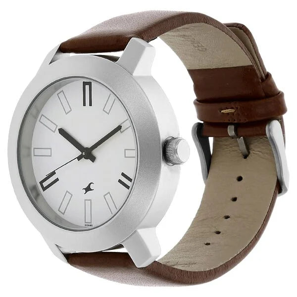 Quartz Analog White Dial Watch for Guys - 3120SL01