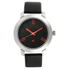 Quartz Analog Black Dial Leather Strap Watch for Guys