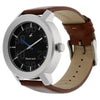 Quartz Analog Black Dial Leather Strap Watch for Guys