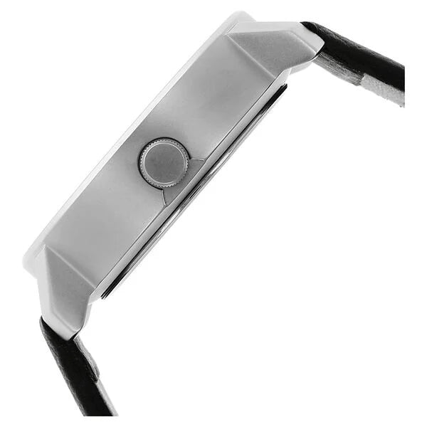 Quartz Analog Grey Dial Leather Strap Watch for Guys