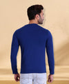 HiFlyers Men Round Neck Full Sleeve Solid Blue Tshirts