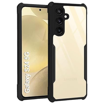 Mobielectro Camera Bump Protection | Slim Stylish 360 Protection Design |Crystal Clear | Shockproof Eagle Back Cover for Samsung S24 - Black
