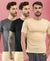 T.T. Men Slim Fit Poly Jersey Round Neck Half Sleeve T-Shirt Pack Of 3 Anthra-Black-Skin