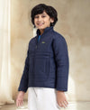 HiFlyers Boys Regular Fit | Polyster |Fluffy Full Sleeves |Quilted Insulation|High Neck Stand Collar|Zipper Jacket -Blue