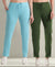 T.T. Women Regular Fit Poly Jersey Solid Trackpant Pack Of 2-Olive-Turquoise