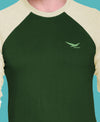 HiFlyers Men Round Neck Full Sleeve Cut & Sew Green T-Shirt