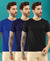 T.T. Men Slim Fit Poly Jersey Round Neck Half Sleeve T-Shirt Pack Of 3 Black-Navy-Royal Blue