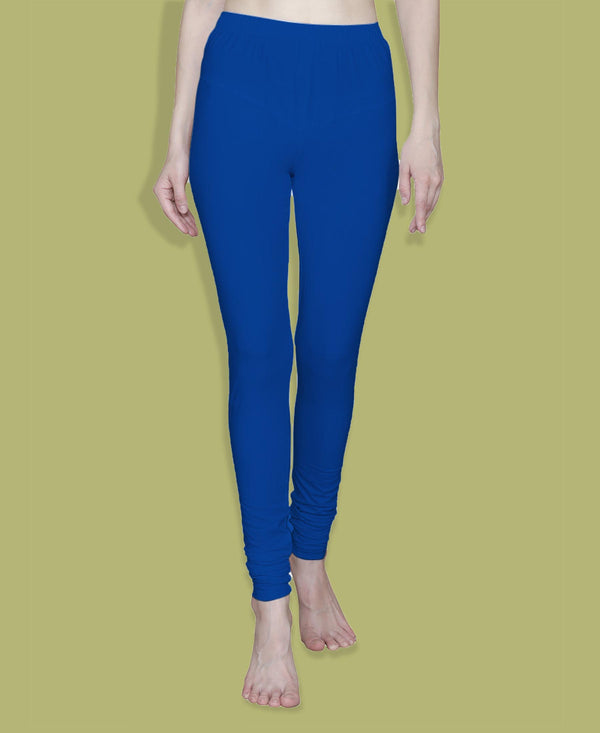 T.T. Women Solid Chudidar Cotton Lycra Cool Leggings -Indigo - Brinjal( Free Size)