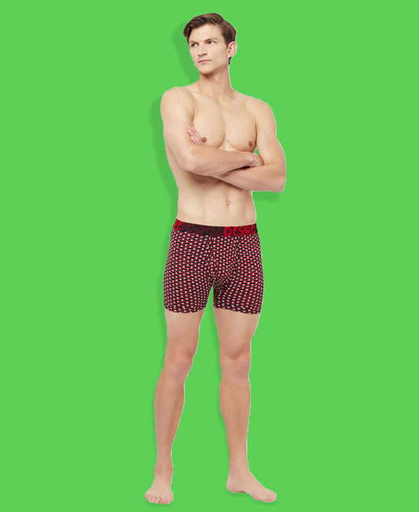 T.T. Mens Desire Printed Long Top Elastic TrunkPack Of 2 Anthra-Maroon