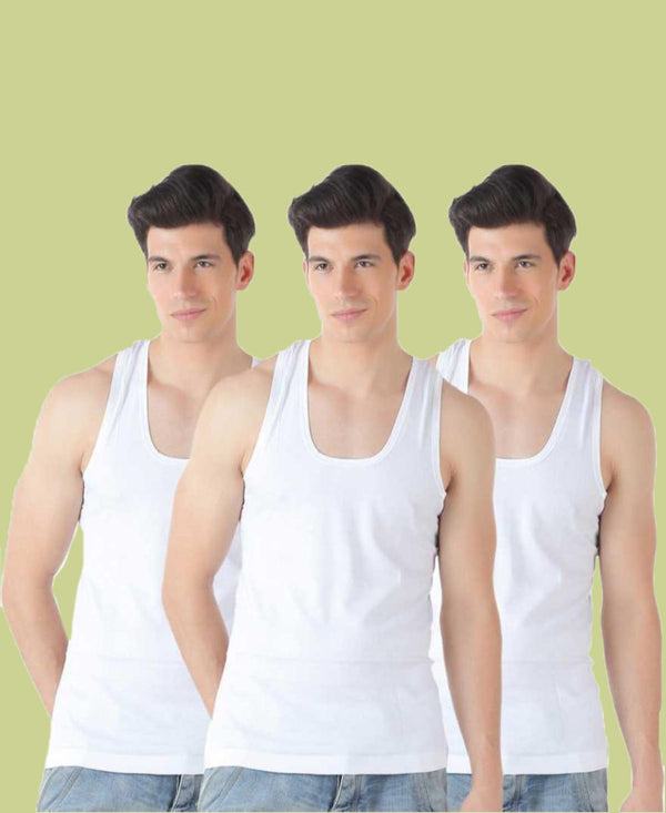 T.T. Men Interlock Vest White (Pack Of 3)