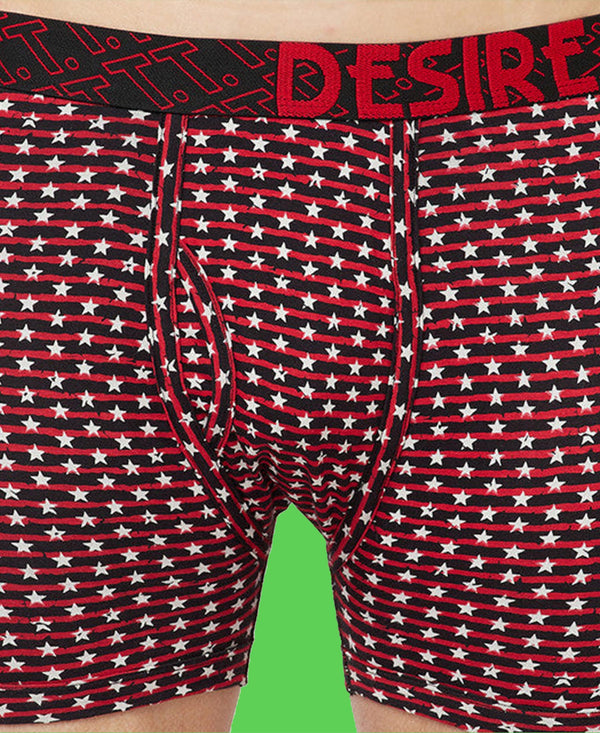 T.T. Mens Desire Printed Long Top Elastic Trunk Pack Of 1 Red