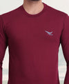 HiFlyers Men Round Neck Full Sleeve Solid Maroon T-Shirt
