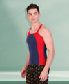 T.T. Men DesignerGym Vest Pack Of 2 Red-Blue -Black-Olive