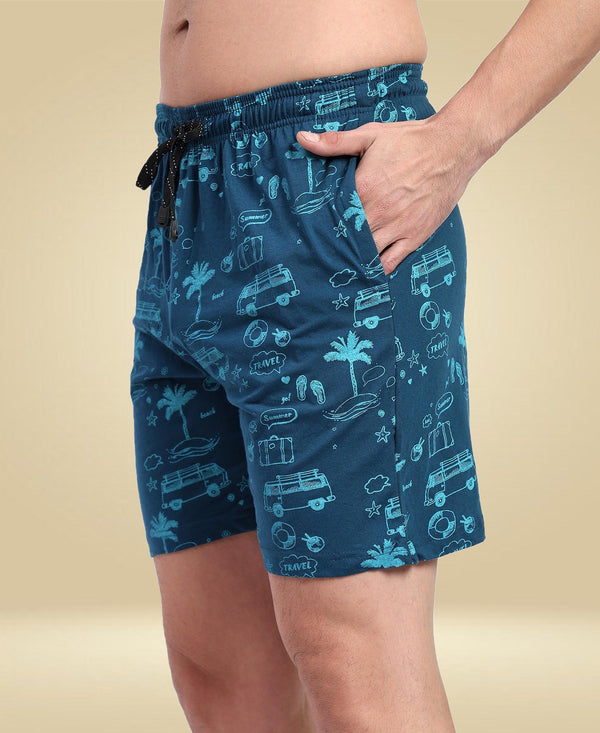 T.T. Men Regular Fit Cotton Polyster Printed Short With Zip Pocket Pack Of 1-Airforce