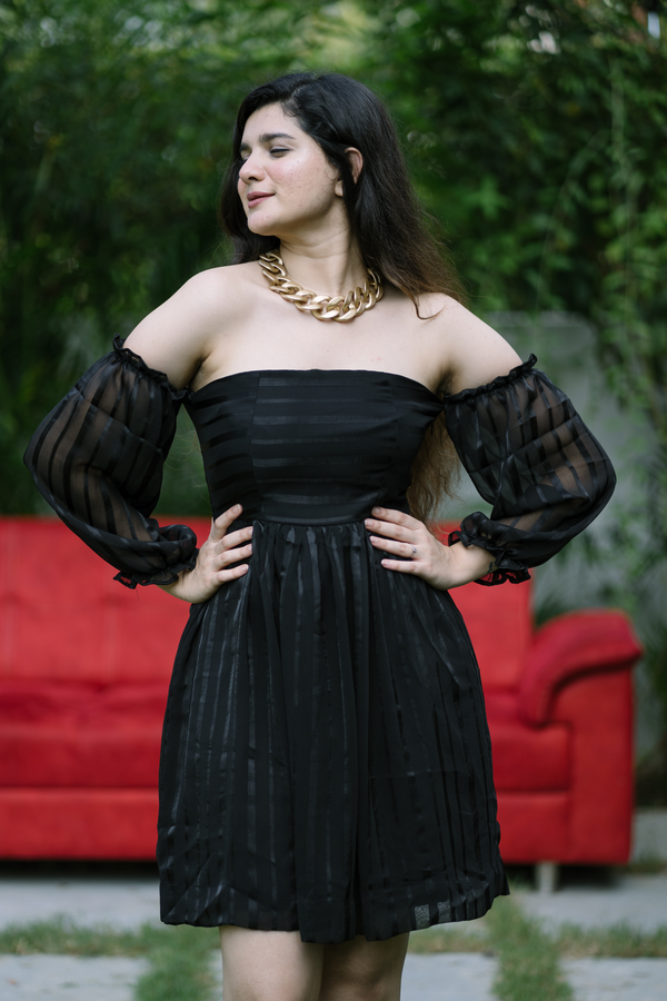 Striped off shoulder dress