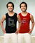 T.T. Men|Cool Tees|100% Cotton|Printed| Regular Fit |Round Neck Muscle Tshirts|Pack Of 2|Red::Black
