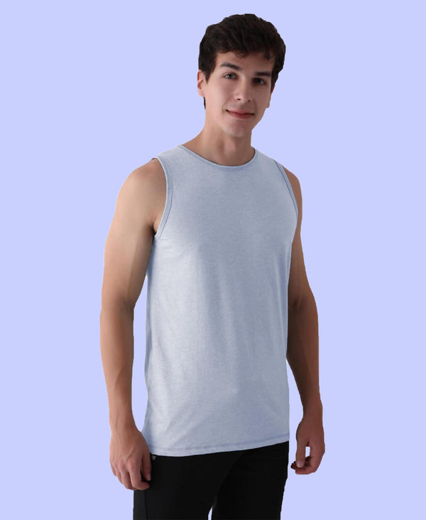 Almo Men’S Cotton Vest|Premium Melange Cotton|Regular Fit|Soft, Breathable, Fade-Resistant | Anti-Bacterial & Lightweight | Ideal For Gym/Sports Activities|Pack Of 3|Blue::Green::Peach