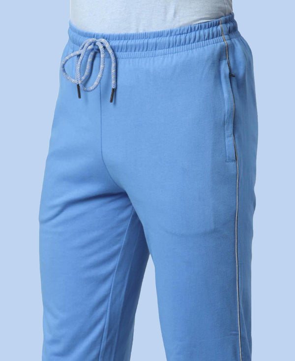 T.T. Men|Cotton Trackpant With Zipper Pocket|Regular Fit|Elastic Waist With Drawstring, Ultra Soft Stretch Fabric – Gym, Sports & Casual Wear With Side Piping||Blue