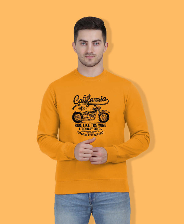 Hiflyers Men|Regular Fit|Chest Printed Cotton Fleece|Soft Stylish Casual Winter Wear Sweatshirt|Mustard-P11