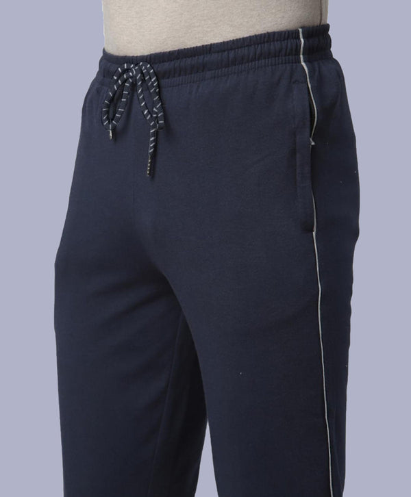 T.T. Men|Cotton Trackpant With Zipper Pocket|Regular Fit|Elastic Waist With Drawstring, Ultra Soft Stretch Fabric – Gym, Sports & Casual Wear With Side Piping||Navy