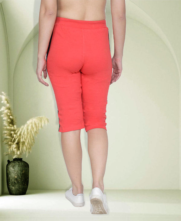 T.T. Women Solid Cotton Capri Carrot